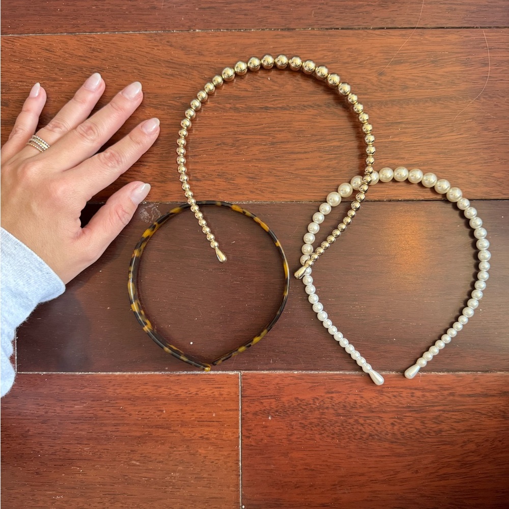 J. Crew Gold and Pearl Beaded Headbands Set